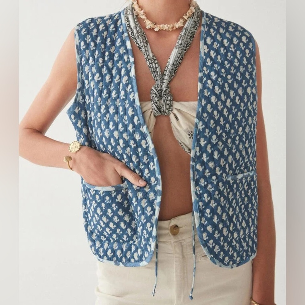 MAISON HOTEL Reversible Block print Vest- M/L